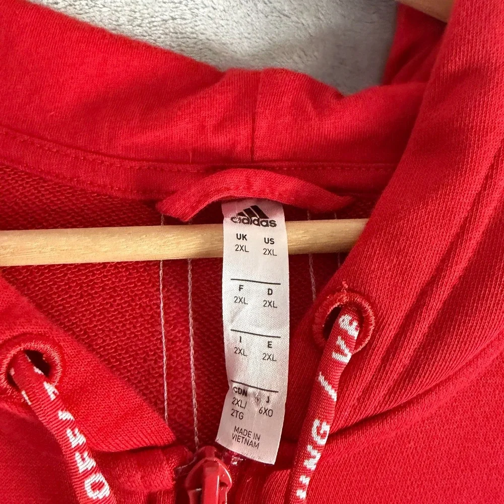 Adidas Men's 2XL New York Red Bulls Soccer Full Zip Hooded Jacket Hoodie Red - Picture 4 of 8